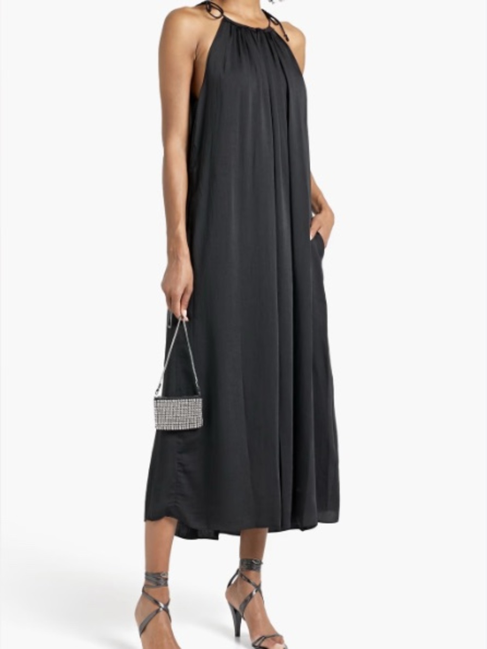 rag & bone Bailey voile Black Halter Maxi Dress. EUC.